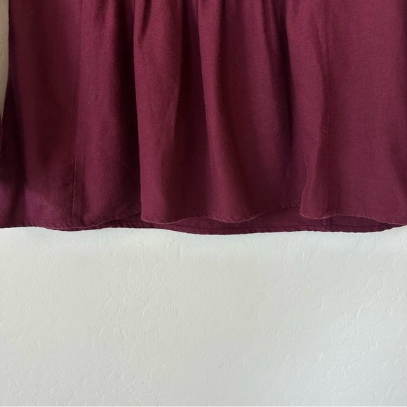 Madewell Wool Cotton Blend Maroon Boheme Embroidered Popover Top Extra Small - Picture 3 of 7